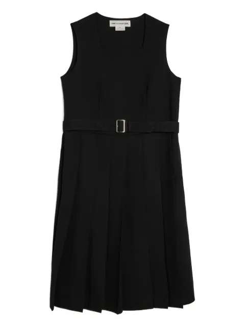 Comme Des Garçons Girl Gabardine belted pleated midi dress Black NPA003051