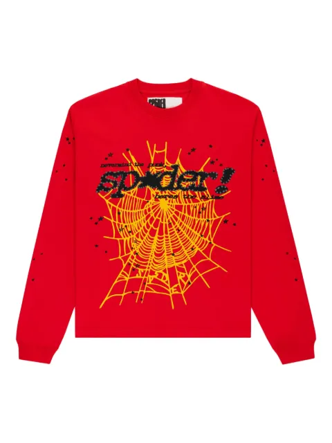 SP5DER Punk V2 spider-web-graphic T-shirt Red SP5DER167