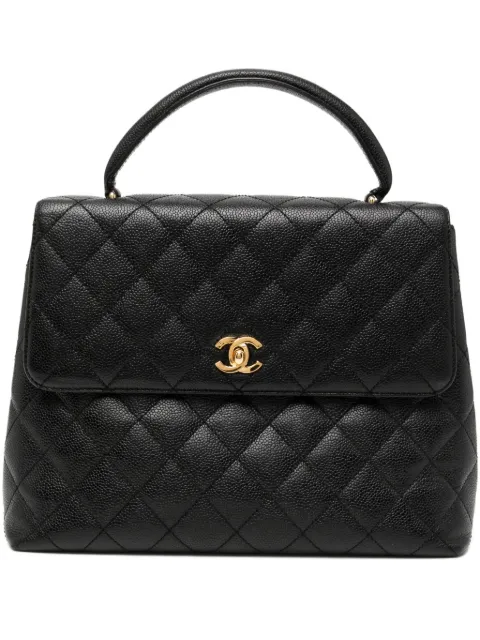 CHANEL Pre-Owned 2001 Caviar Quilted Satchel Classic Top Handle Kelly Flap Bag Black CHANELTOPHANDLEBLACKKELLY