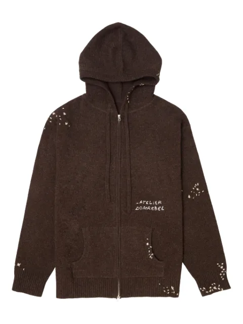DOMREBEL embroidered zip-up hoodie Brown OFFICEKNITZIP