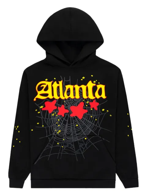 SP5DER Atlanta star-print hoodie Black SP5DER163
