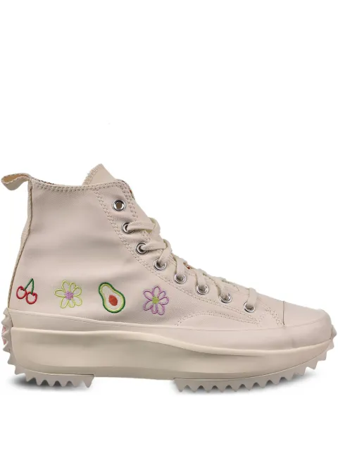 Converse Run Star Hike Platform Hi "Embroidered Fruits & Florals - Beige" sneakers Neutrals A03560C