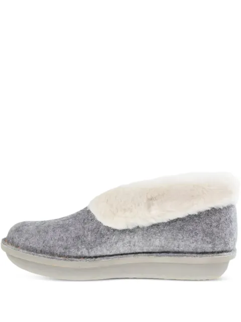 Clarks Originals fur trim step flow low sandals Grey 26146035