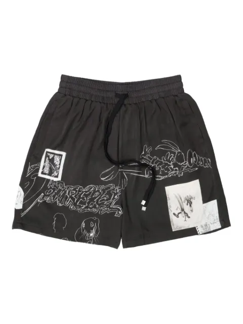 DOMREBEL graphic-print shorts Black ASSEMBSHORTSB