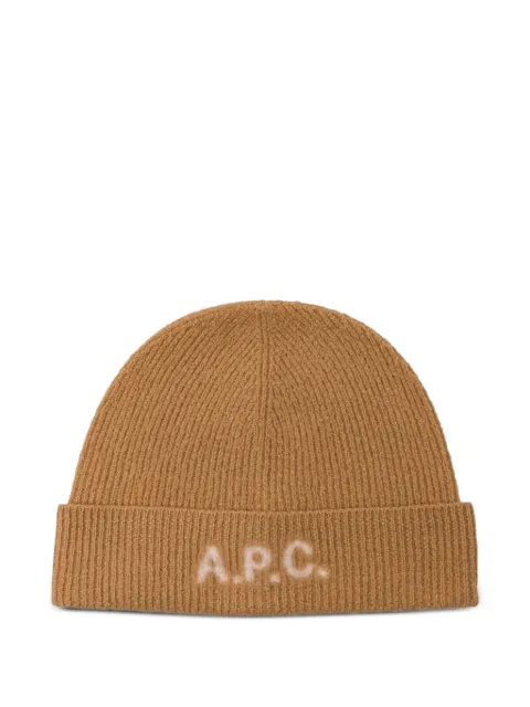 A.P.C. logo-embroidered wool beanie Neutrals WVBDKM25085