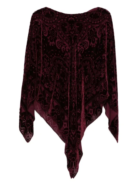 ETRO paisley-pattern velvet poncho Red WRJA0145AV757