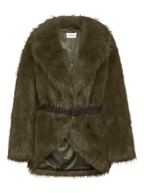 P.A.R.O.S.H. belted faux-fur coat Green D431725PORTAL807