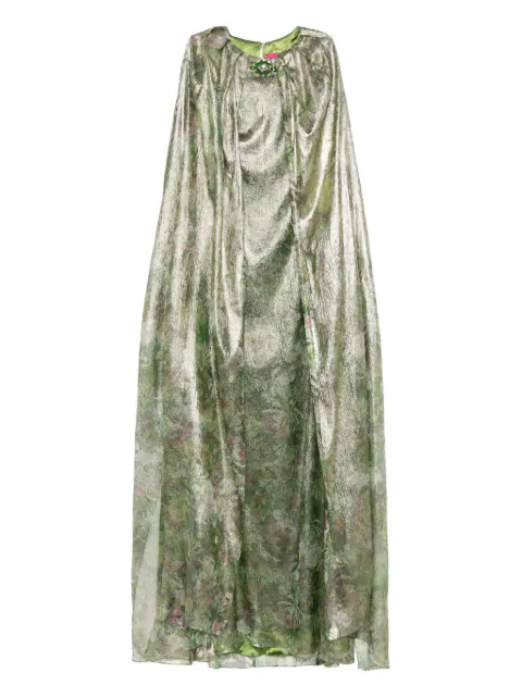 MIAU by Clara Rotescu floral-print metallic dress Green KENNA