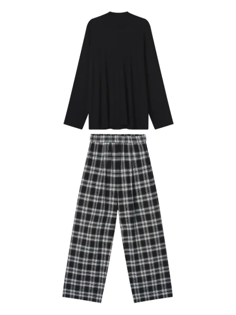 b+ab hooded check-print set Black 5F624AS