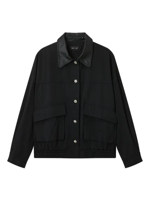 tout a coup leather-collar pocket jacket Black S100AF5