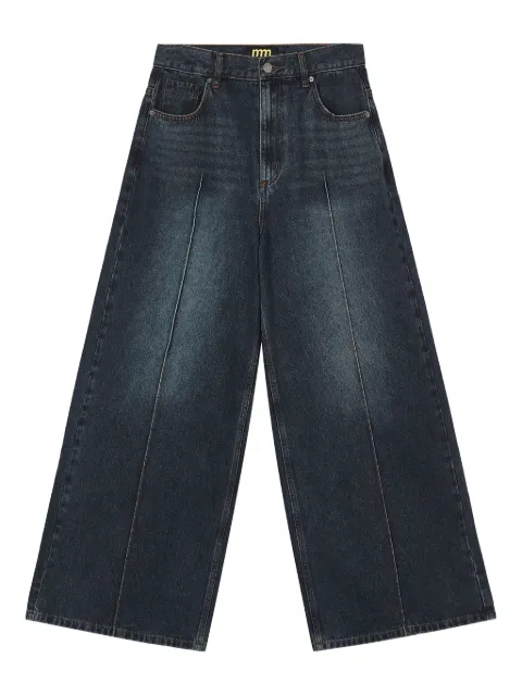 Mini Cream embroidered five-pocket wide-leg jeans Blue 5FM104A