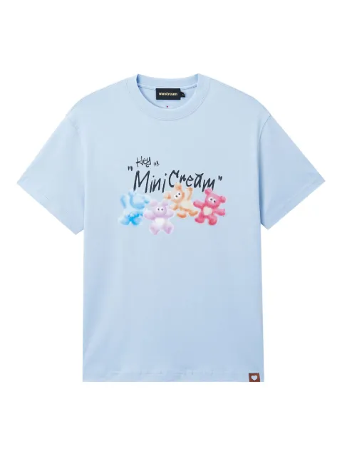Mini Cream cotton t-shirt Blue 5US638A