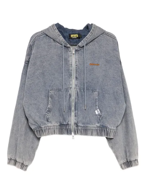 Mini Cream logo-embroidered jacket Blue 5FM101A