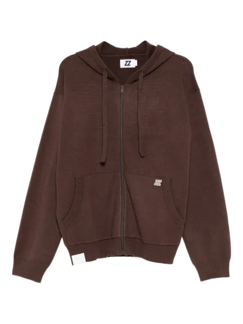 izzue logo-patch knitted jacket Brown IZXKNM00216XPBWX