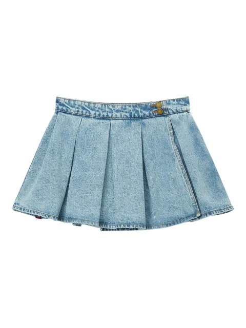 Mini Cream pleated denim mini skirt Blue 5SS119A