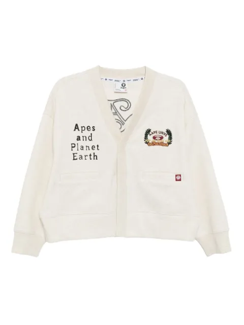 A BATHING APE® logo-embroidered cardigan Neutrals ASWD334XAP