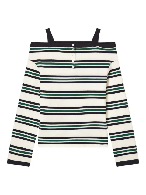 b+ab off-shoulder striped top White 5F618AS