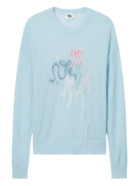 b+ab frayed-bows long-sleeves sweater Blue 5F313AS