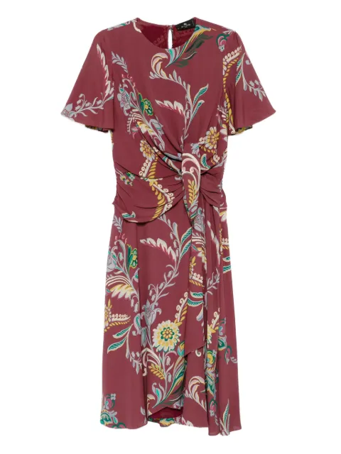 ETRO floral-print knot-detail dress Red WRHA050299SA4C7