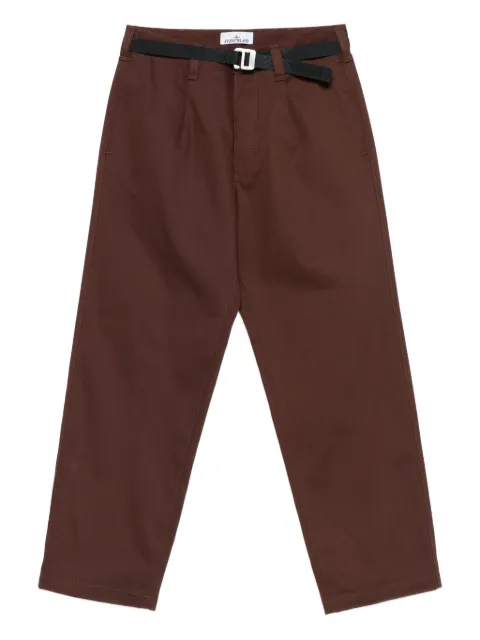 Stone Island pleated-front belted trousers Brown K2S153100015S0X19