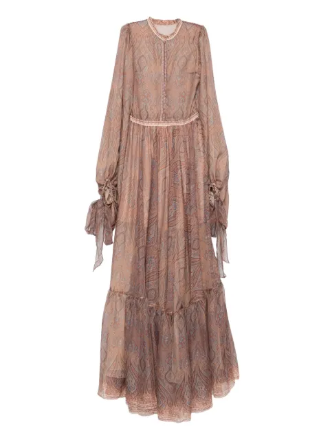 MIAU by Clara Rotescu paisley-print tiered dress Neutrals LECE