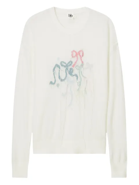 b+ab embroidered ribbon-detail sweater White 5F313AS