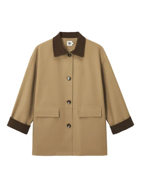 b+ab corduroy-collar cotton coat Neutrals 5F102AI