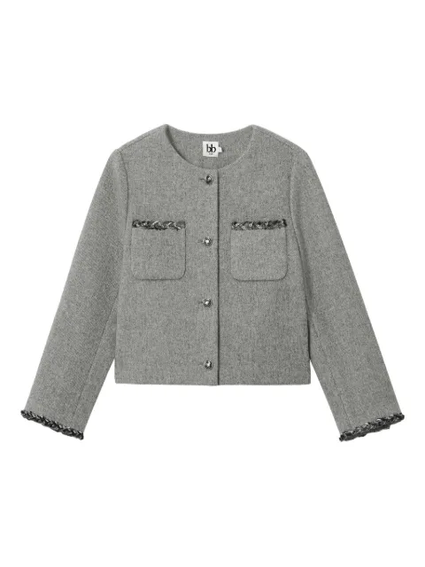 b+ab pocket-trimmed embellished-cuff jacket Grey 5F165AS