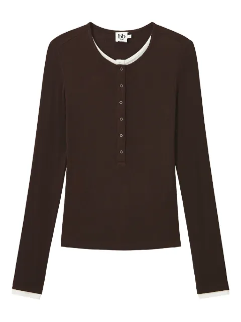b+ab long-sleeve half-button T-shirt Brown 5F602AI