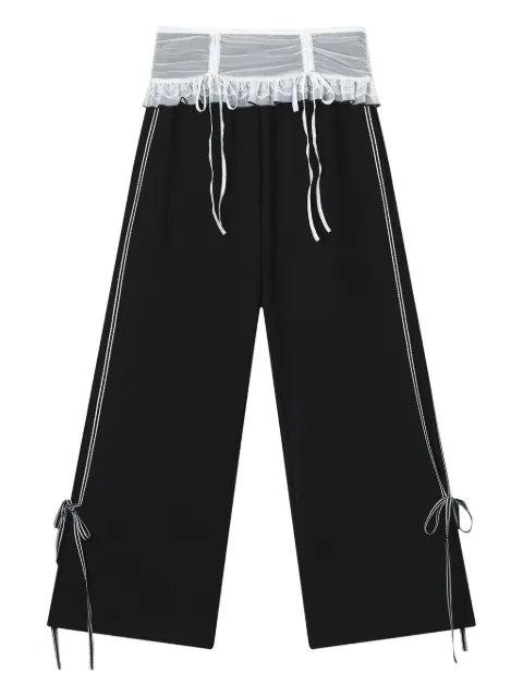 b+ab ruffle-detail side-stripe trousers Black 5F614AS