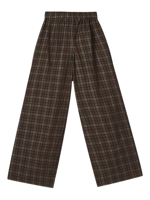 Mini Cream pleated checked trousers Brown 5FM103B