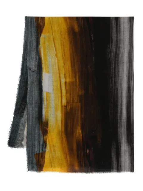 Faliero Sarti paint-print silk scarf Brown 207293080