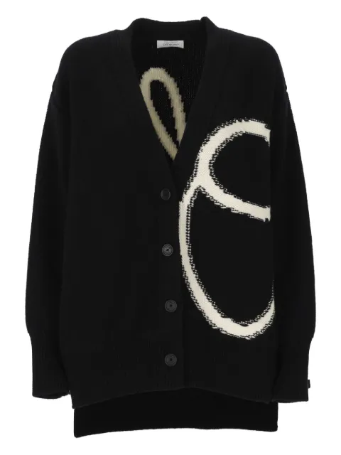 Off-White logo-intarsia wool cardigan Black OWHB04LF25KNI0011001