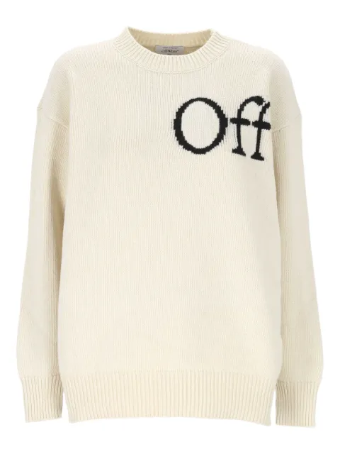 Off-White logo-intarsia wool sweater White OWHE10OF25KNI0020110