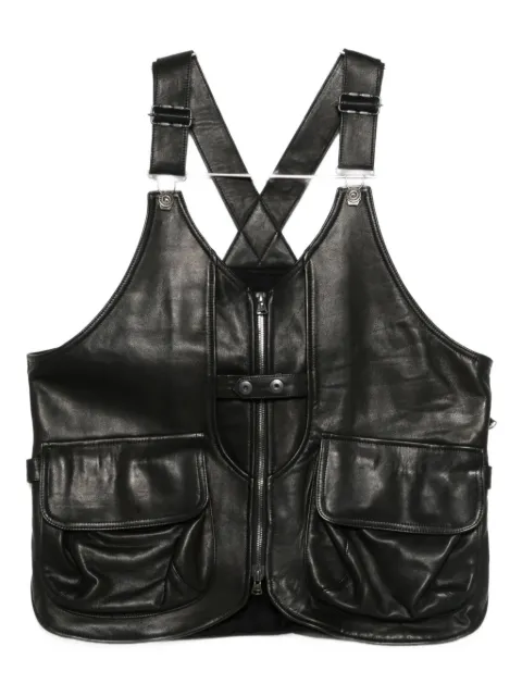 Yohji Yamamoto pocketed leather waistcoat Black HLV9870501