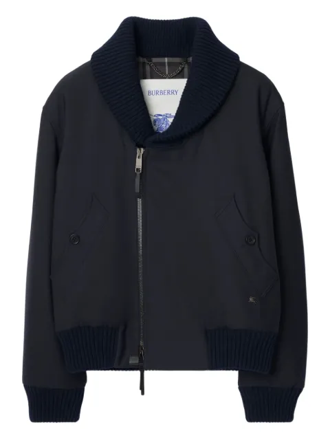 Burberry ribbed-trim bomber jacket Blue 8112624