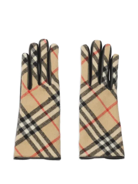 Burberry Check wool cashmere gloves Neutrals 8114218