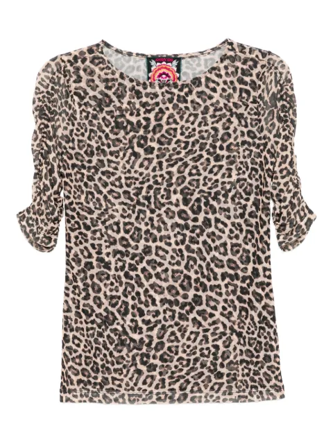 Johnny Was ruched-sleeved mesh top Brown R120256
