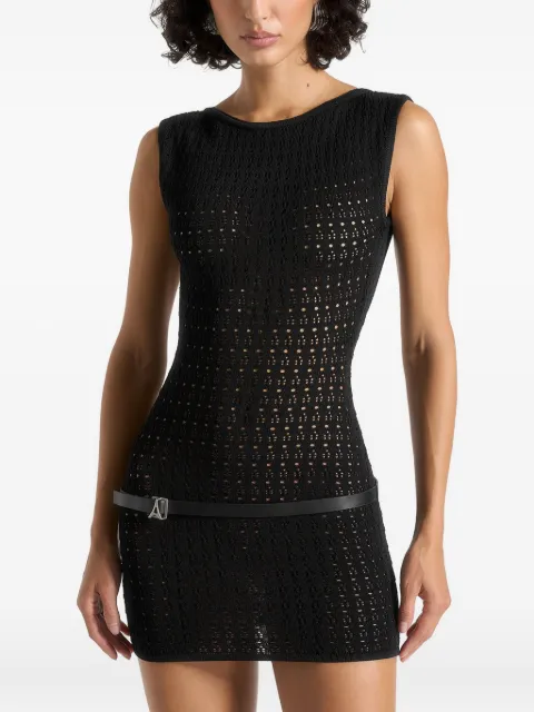 Manière De Voir pointelle mini dress with belt Black WMN4401