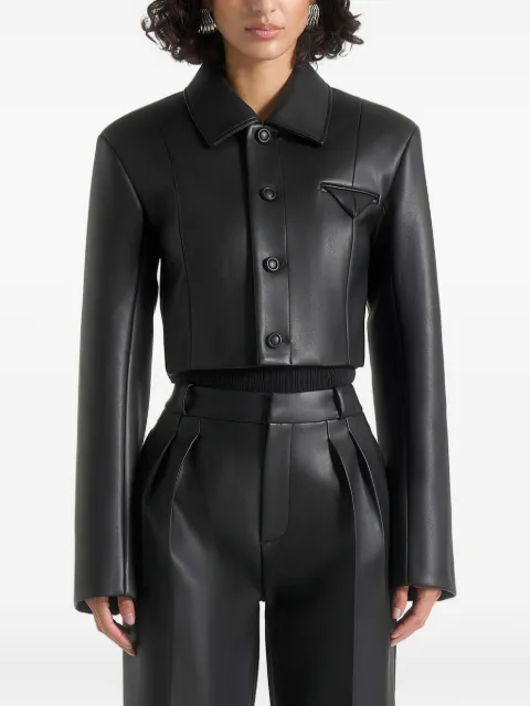 Manière De Voir Ania - wide shoulder leather jacket - black Black WMN4053101SMOOTHLEATHER