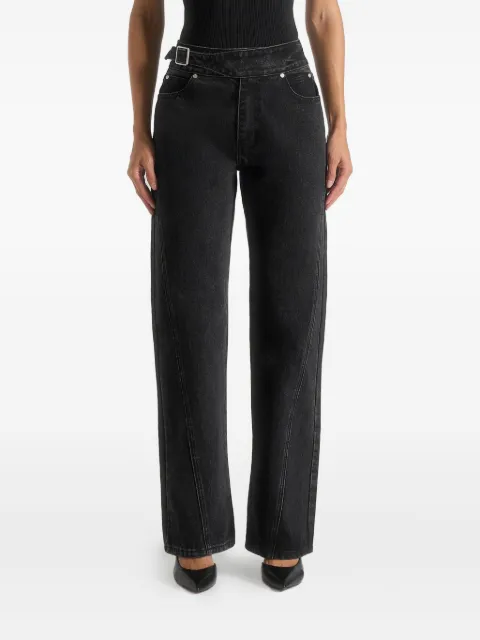 Manière De Voir Joane waist-adjuster twisted-leg washed black jeans Black WMN4467DENIM