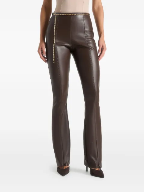 Manière De Voir Ninon faux-leather fit and flare pants with chain Brown WMN4412