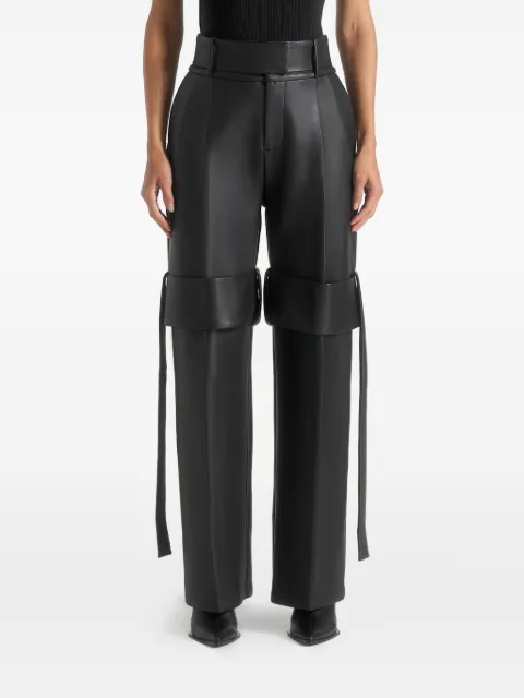 Manière De Voir Isabelle leather belted strap detail trousers Black WMN41591