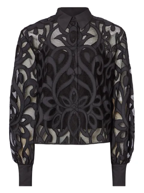 Temperley London Lois embroidered balloon-sleeve shirt Black 25AWLOU54899
