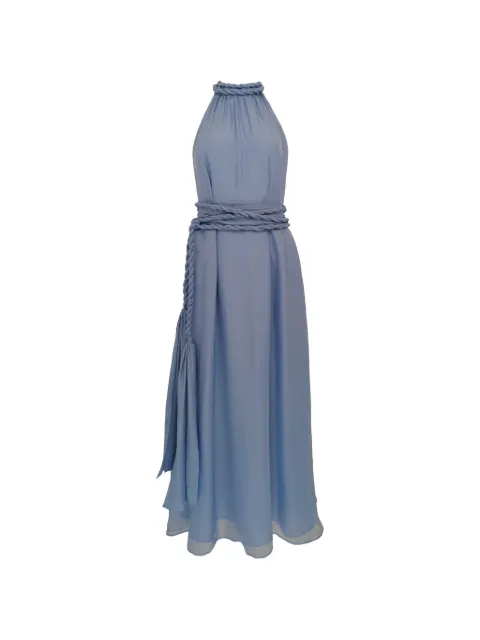 AZEEZA Dany halterneck rope-belt midi dress Blue DANYMIDICHIFFON