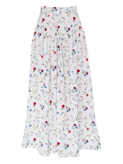 AZEEZA Noora floral-pattern midi skirt White NOORASKIRTPOPLINMULTIFLORAL