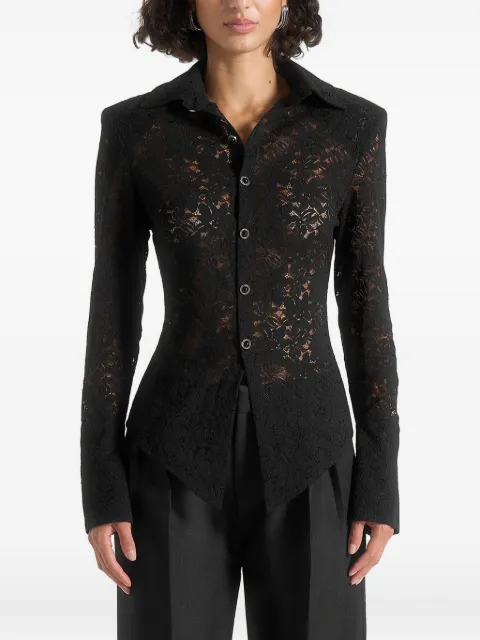 Manière De Voir Sila wide shoulder lace angled shirt Black WMN38882