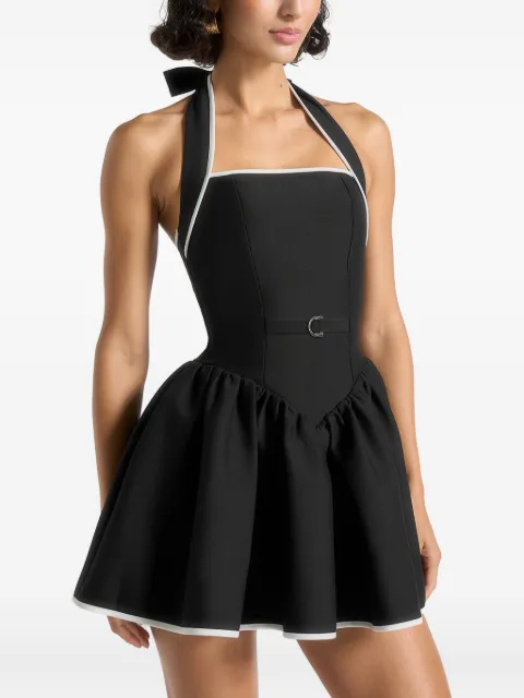 Manière De Voir Roxana halter neck belted mini dress Black WMN4435