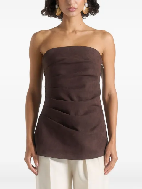 Manière De Voir Laurena - suede tacked longline bandeau top - black Brown WMN37371