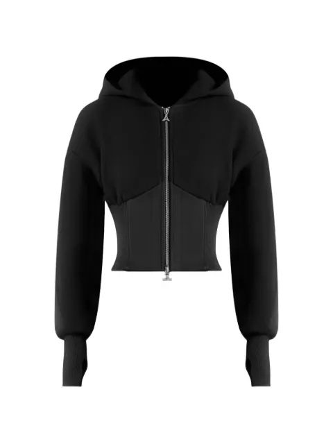 Manière De Voir Brune corset jersey and satin zip hoodie Black WMN4349